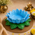 Sky Blue Green Lotus Aasan-Urli bowl for idols.