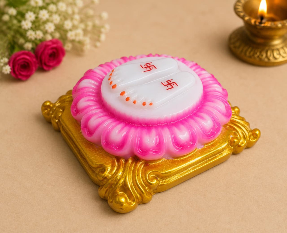 Marble Lakshmi Ji Charan – 3 × 3 Inch