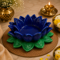 Dark Blue Green Lotus Aasan-Urli bowl for idols.