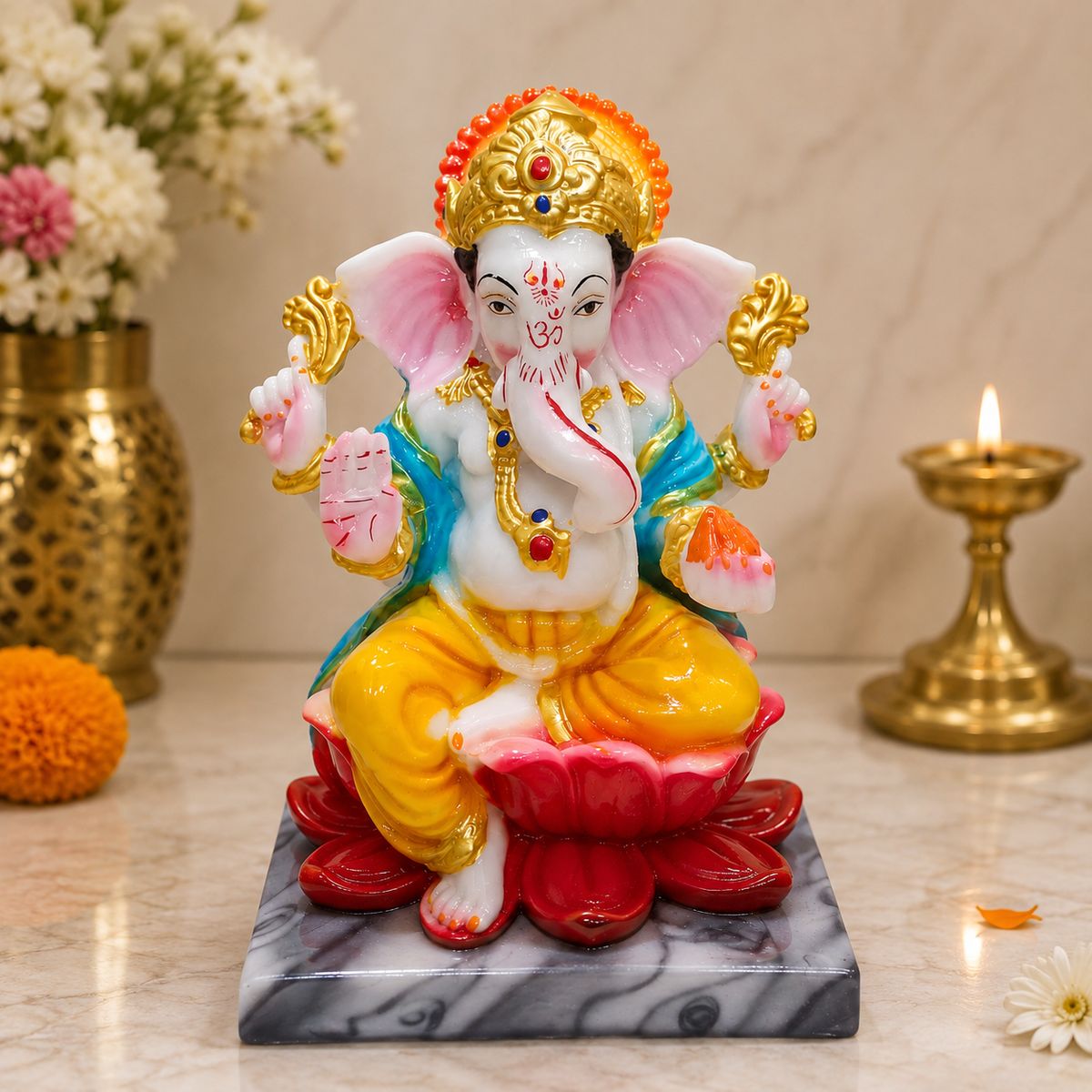 Marble Ganesh Ji Idol – 6 Inch