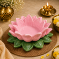 Pastel Pink Green Lotus Aasan-Urli bowl for idols.