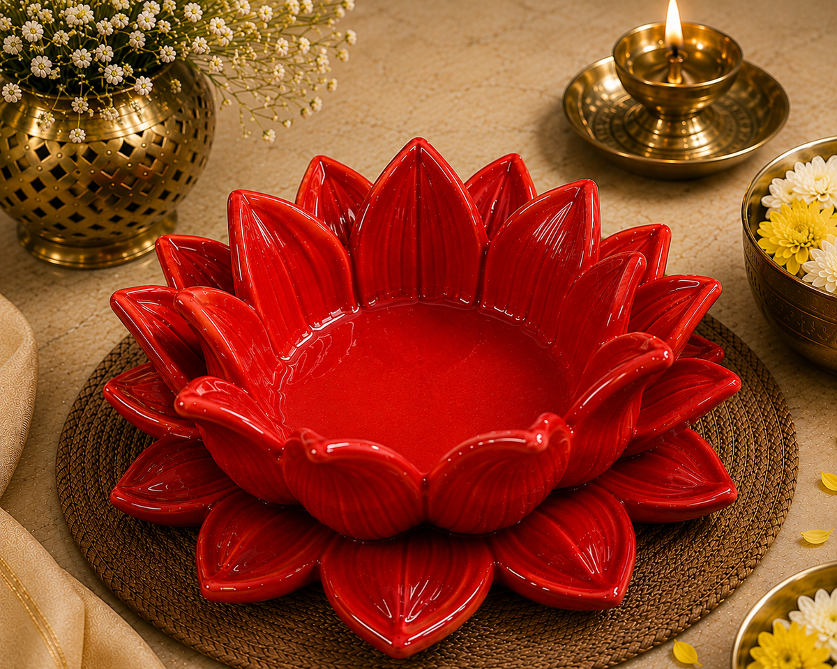 Red Lotus Aasan-Urli bowl for idols.
