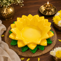 Yellow Green Lotus Aasan-Urli bowl for idols.